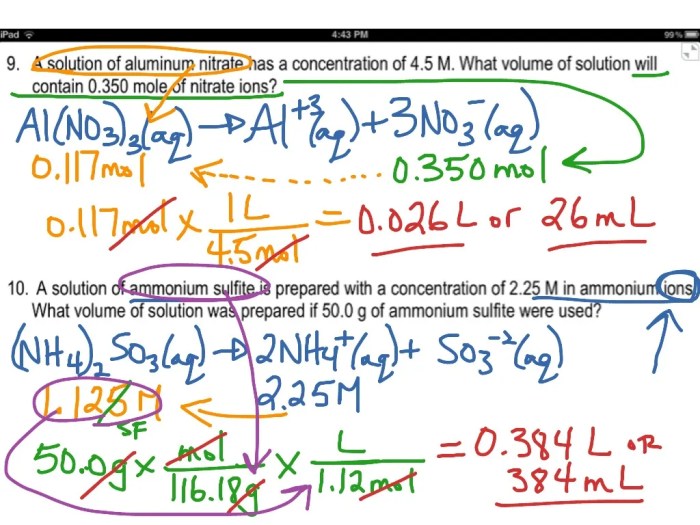 Molarity and dilutions worksheet answer key