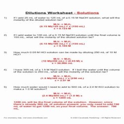 Molarity and dilutions worksheet answer key