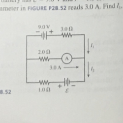 Ammeter reads shown emf