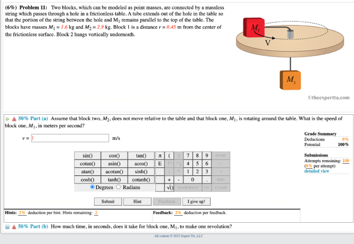 Two blocks which can be modeled as point masses