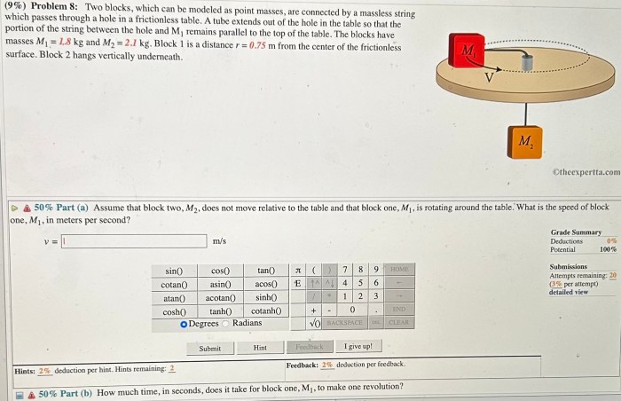 Two which modeled blocks problem masses connected point homeworklib