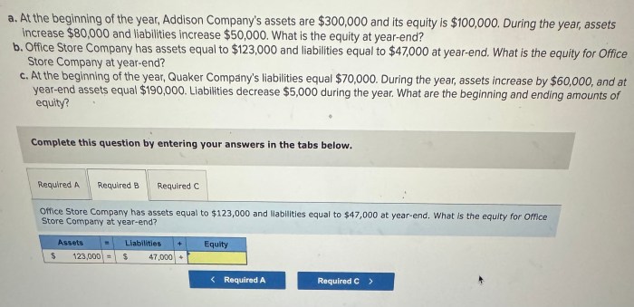 At the beginning of the year addison company's assets are