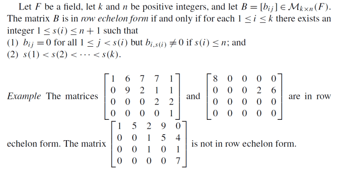 Describe the possible echelon forms of a nonzero 22 matrix