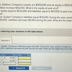 At the beginning of the year addison company's assets are