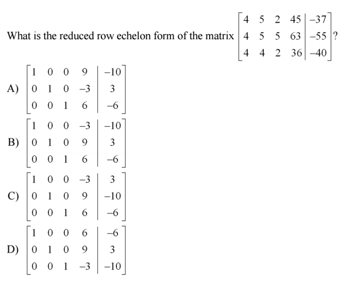 Describe the possible echelon forms of a nonzero 22 matrix